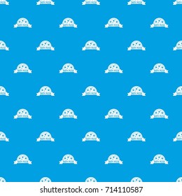 Tasty pizza sign pattern repeat seamless in blue color for any design. Vector geometric illustration