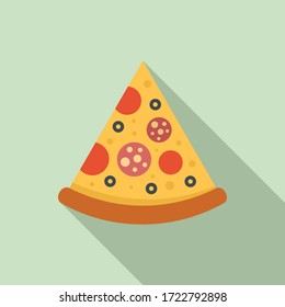 Tasty pizza slice icon. Flat illustration of tasty pizza slice vector icon for web design