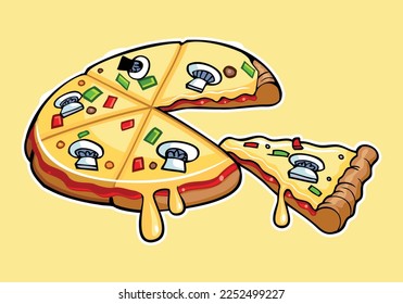 tasty pizza slice vector pro