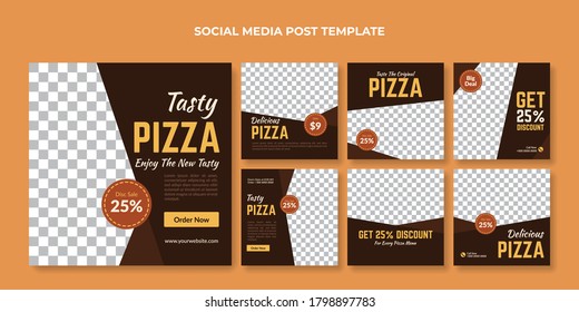 Tasty Pizza Social Media Post Template. Food Banner For Restaurant