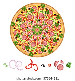 Tasty Pizza, pizza with various ingredients.