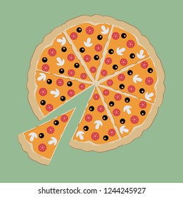 Tasty pizza vector illustration