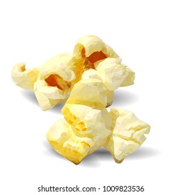 Tasty Popcorn. Elements for label design. Vector illustration. Ingredients in triangulation technique. Popcorn low poly.