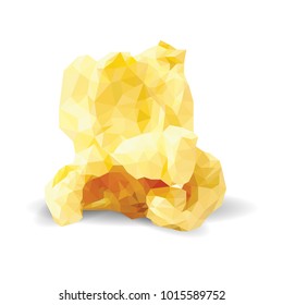 Tasty Popcorn. Elements for label design. Vector illustration. Ingredients in triangulation technique. Popcorn low poly.