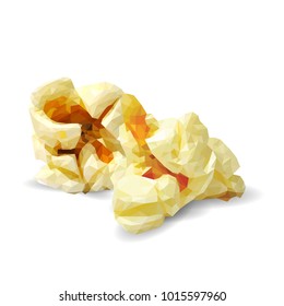 Tasty Popcorn. Elements for label design. Vector illustration. Ingredients in triangulation technique. Popcorn low poly.