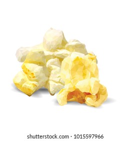 Tasty Popcorn. Elements for label design. Vector illustration. Ingredients in triangulation technique. Popcorn low poly.