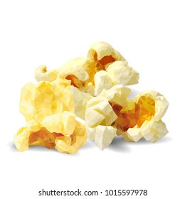 Tasty Popcorn. Elements for label design. Vector illustration. Ingredients in triangulation technique. Popcorn low poly.