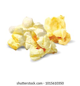 Tasty Popcorn. Elements for label design. Vector illustration. Ingredients in triangulation technique. Popcorn low poly.
