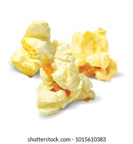 Tasty Popcorn. Elements for label design. Vector illustration. Ingredients in triangulation technique. Popcorn low poly.