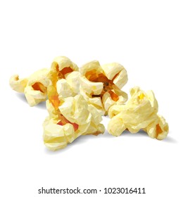 Tasty Popcorn. Elements for label design. Vector illustration. Ingredients in triangulation technique. Popcorn low poly.