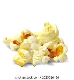 Tasty Popcorn. Elements for label design. Vector illustration. Ingredients in triangulation technique. Popcorn low poly.