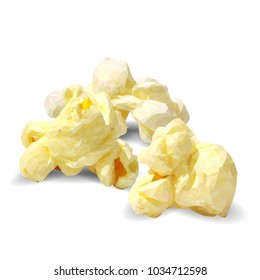 Tasty Popcorn. Elements for label design. Vector illustration. Ingredients in triangulation technique. Popcorn low poly.