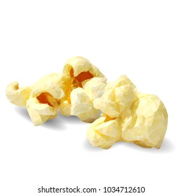 Tasty Popcorn. Elements for label design. Vector illustration. Ingredients in triangulation technique. Popcorn low poly.