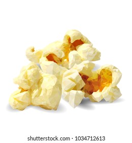 Tasty Popcorn. Elements for label design. Vector illustration. Ingredients in triangulation technique. Popcorn low poly.