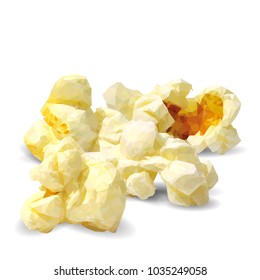 Tasty Popcorn. Elements for label design. Vector illustration. Ingredients in triangulation technique. Popcorn low poly.
