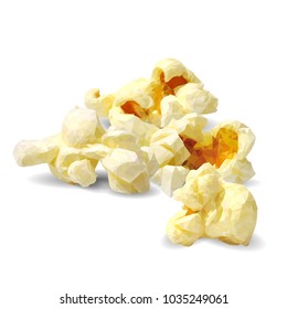 Tasty Popcorn. Elements for label design. Vector illustration. Ingredients in triangulation technique. Popcorn low poly.