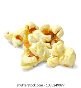 Tasty Popcorn. Elements for label design. Vector illustration. Ingredients in triangulation technique. Popcorn low poly.