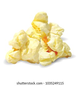 Tasty Popcorn. Elements for label design. Vector illustration. Ingredients in triangulation technique. Popcorn low poly.