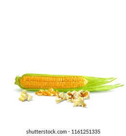 Tasty Popcorn. Elements for label design. Vector illustration. Ingredients in triangulation technique. Popcorn low poly.