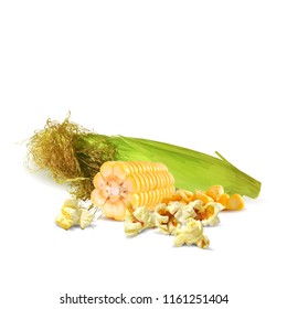 Tasty Popcorn. Elements for label design. Vector illustration. Ingredients in triangulation technique. Popcorn low poly.