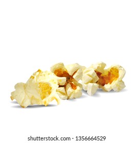 Tasty Popcorn. Elements for label design. Vector illustration. Ingredients in triangulation technique. Popcorn low poly.