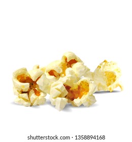 Tasty Popcorn. Elements for label design. Vector illustration. Ingredients in triangulation technique. Popcorn low poly.