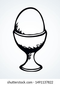 Tasty poultry big raw round shape on light table backdrop. Freehand outline black ink hand drawn quail farm emblem design in retro art doodle engrave print style pen on paper text space. Close up view