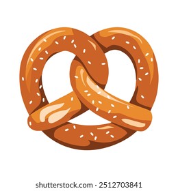 Tasty pretzel, isolated on a white background. Ideal for food-related and snack-themed designs.