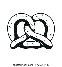 Tasty pretzel vintage template in monochrome style isolated vector illustration