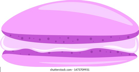 Ein leckerer violetter Makaron, Vektorgrafik, Farbzeichnung oder Illustration.