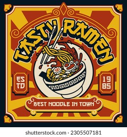 Tasty Ramen Vintage poster Design