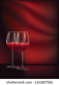 Tasty red wine in a glass design illustration.