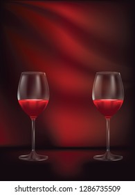 Tasty red wine in a glass design illustration.