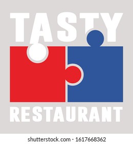 TASTY RESTAURANT is  logo made up of three colors blue red white