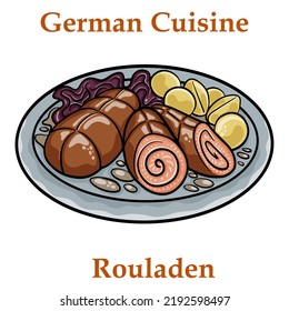 Tasty roulades beef on plate.