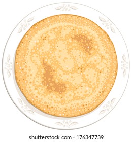 tasty round pancake on the white plate