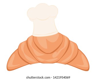 Tasty ruddy french croissant design on white background.