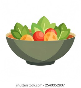 Tasty Salad bowl vector illustration. Simple flat design food icon. Flat vector illustration isolated on white background.