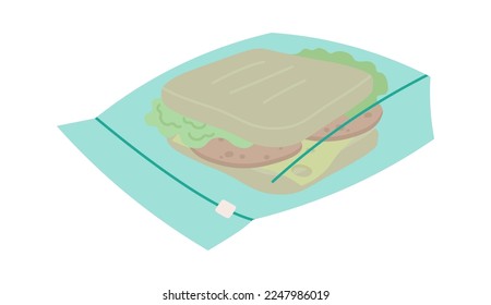 Tasty sandwich in plastic package flat icon. Vector illustration
