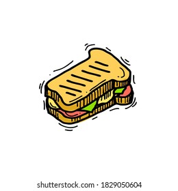 Tasty sandwich. Vector sketch illustration