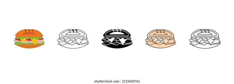tasty sandwich vector type icon