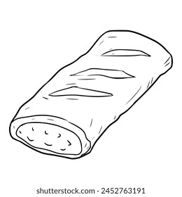 tasty sausage roll illustration outline vector	
