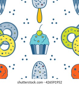 Tasty seamless pattern. Vector illustration.