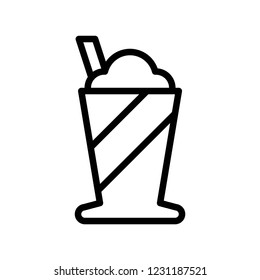 tasty shake glass cup with spoon 
 beverage editable outline icon.