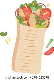 Tasty shawarma illustration. Flat illustration with transparent background. Suitable for print and web usage.