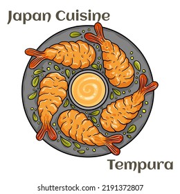 Tasty shrimp in tempura with sauce on white background.