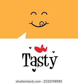 tasty sign on white background