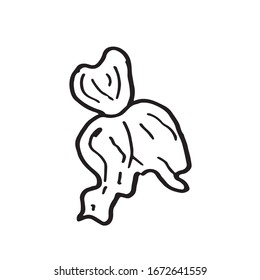 Sabrosa palomitas aisladas de fondo blanco. Simple ilustración vectorial hecha a mano en estilo de caricatura de doodle. Elemento para decorar accesorios de cine, comida, tentempiés en esquema monocromo