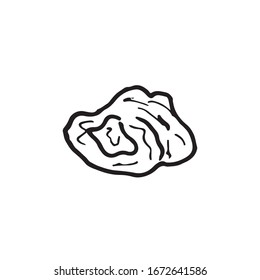 Tasty single popcorn isolated on white background. Simple hand drawn vector illustration in doodle cartoon style. Element for decorating cinema accessories, food, snacks in outline monochrome