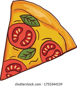 Tasty Slice of Pizza with tomatoes and hot cheese